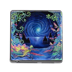 Psychedelic Mushrooms Psicodelia Dream Blue Memory Card Reader (square 5 Slot) by Modalart