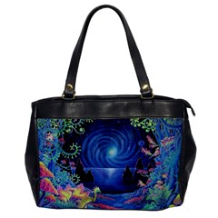 Psychedelic Mushrooms Psicodelia Dream Blue Oversize Office Handbag by Modalart