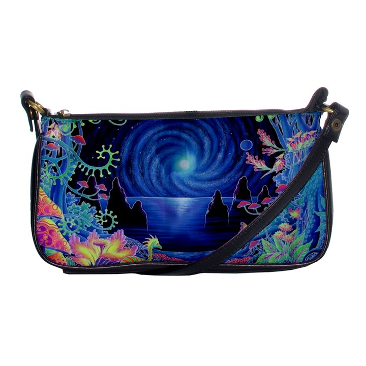 Psychedelic Mushrooms Psicodelia Dream Blue Shoulder Clutch Bag