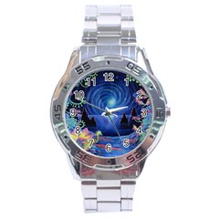 Psychedelic Mushrooms Psicodelia Dream Blue Stainless Steel Analogue Watch by Modalart