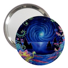 Psychedelic Mushrooms Psicodelia Dream Blue 3  Handbag Mirrors by Modalart