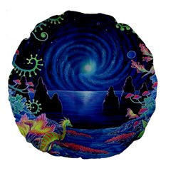 Psychedelic Mushrooms Psicodelia Dream Blue Large 18  Premium Round Cushions