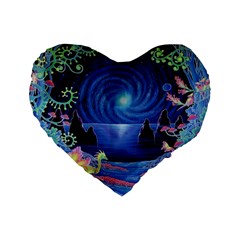 Psychedelic Mushrooms Psicodelia Dream Blue Standard 16  Premium Heart Shape Cushions