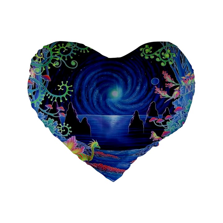 Psychedelic Mushrooms Psicodelia Dream Blue Standard 16  Premium Heart Shape Cushions