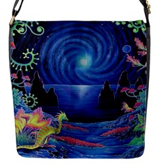 Psychedelic Mushrooms Psicodelia Dream Blue Flap Closure Messenger Bag (s) by Modalart