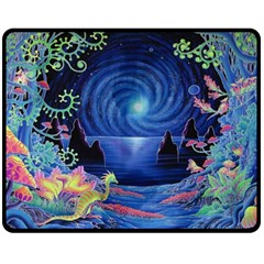 Psychedelic Mushrooms Psicodelia Dream Blue Two Sides Fleece Blanket (medium) by Modalart