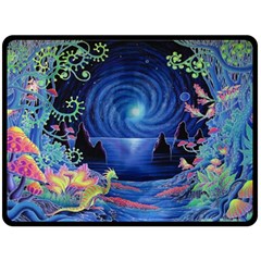 Psychedelic Mushrooms Psicodelia Dream Blue Two Sides Fleece Blanket (large) by Modalart