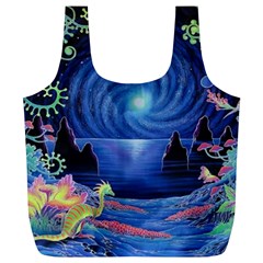 Psychedelic Mushrooms Psicodelia Dream Blue Full Print Recycle Bag (xl) by Modalart