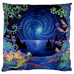 Psychedelic Mushrooms Psicodelia Dream Blue Large Premium Plush Fleece Cushion Case (one Side) by Modalart