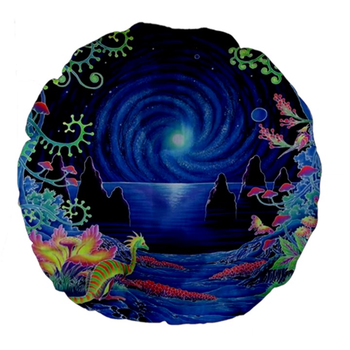 Psychedelic Mushrooms Psicodelia Dream Blue Large 18  Premium Flano Round Cushions