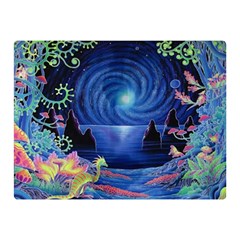 Psychedelic Mushrooms Psicodelia Dream Blue Two Sides Premium Plush Fleece Blanket (mini) by Modalart