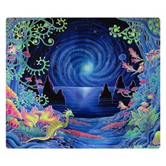 Psychedelic Mushrooms Psicodelia Dream Blue Two Sides Premium Plush Fleece Blanket (small)