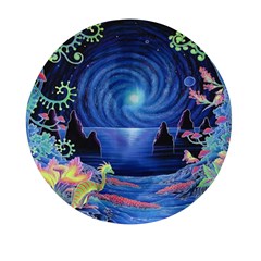 Psychedelic Mushrooms Psicodelia Dream Blue Mini Round Pill Box by Modalart