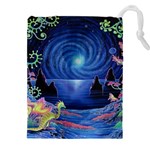 Psychedelic Mushrooms Psicodelia Dream Blue Drawstring Pouch (4XL) Front