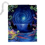 Psychedelic Mushrooms Psicodelia Dream Blue Drawstring Pouch (4XL) Back