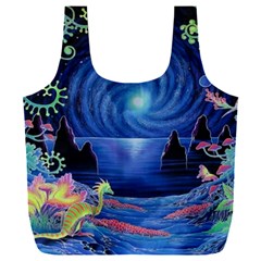 Psychedelic Mushrooms Psicodelia Dream Blue Full Print Recycle Bag (xxxl) by Modalart