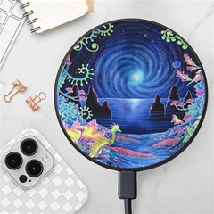 Psychedelic Mushrooms Psicodelia Dream Blue Wireless Fast Charger(black) by Modalart