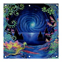 Psychedelic Mushrooms Psicodelia Dream Blue Banner And Sign 3  X 3  by Modalart