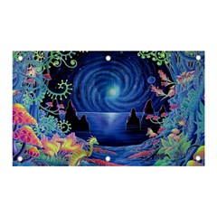 Psychedelic Mushrooms Psicodelia Dream Blue Banner And Sign 5  X 3  by Modalart