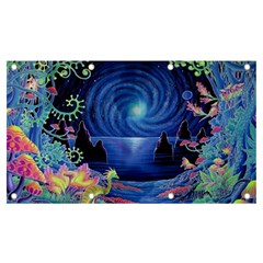 Psychedelic Mushrooms Psicodelia Dream Blue Banner And Sign 7  X 4  by Modalart