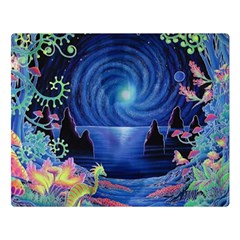 Psychedelic Mushrooms Psicodelia Dream Blue Premium Plush Fleece Blanket (large) by Modalart