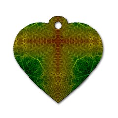 Psychedelic Screen Trippy Dog Tag Heart (two Sides) by Modalart