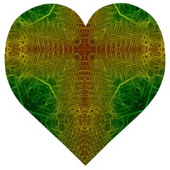 Psychedelic Screen Trippy Wooden Puzzle Heart by Modalart