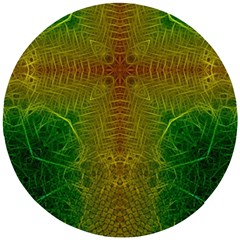 Psychedelic Screen Trippy Wooden Puzzle Round by Modalart