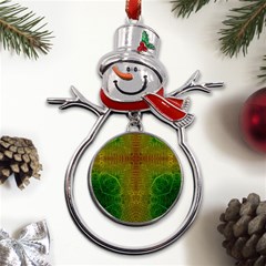 Psychedelic Screen Trippy Metal Snowman Ornament by Modalart