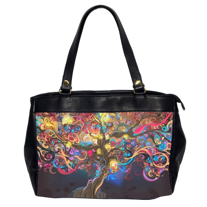 Psychedelic Tree Abstract Psicodelia Oversize Office Handbag (2 Sides)