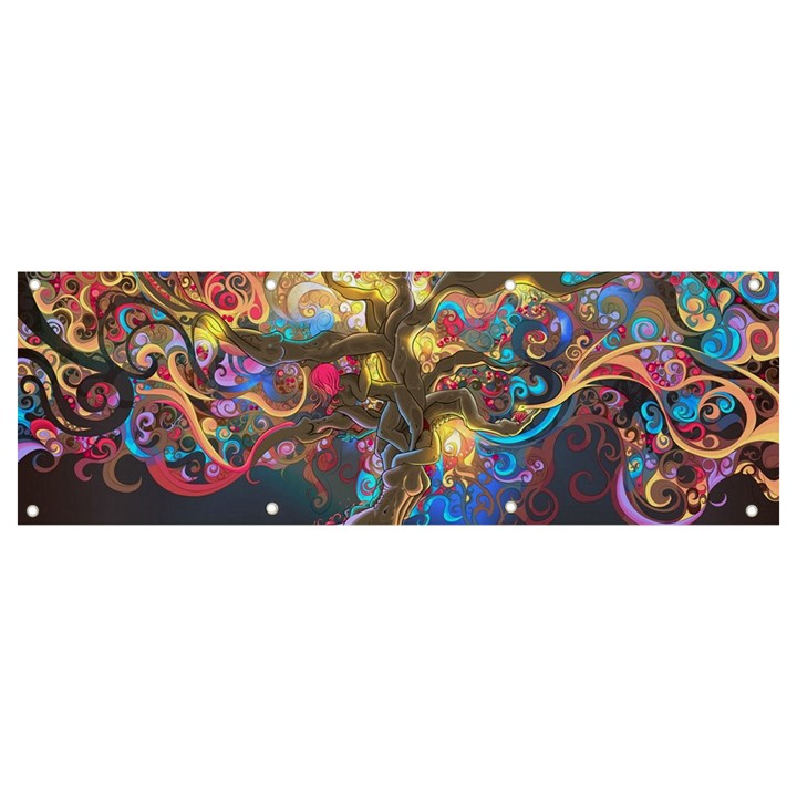 Psychedelic Tree Abstract Psicodelia Banner and Sign 9  x 3 