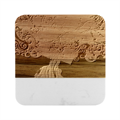 Psychedelic Tree Abstract Psicodelia Marble Wood Coaster (Square)