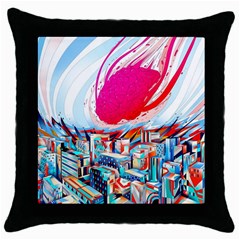 Artistic Psychedelic Art Throw Pillow Case (black) by Modalart