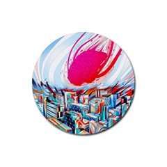 Artistic Psychedelic Art Rubber Round Coaster (4 Pack) by Modalart