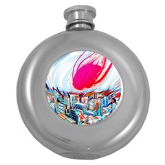 Artistic Psychedelic Art Round Hip Flask (5 Oz) by Modalart