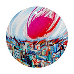 Artistic Psychedelic Art Round Ornament (two Sides) by Modalart