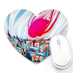 Artistic Psychedelic Art Heart Mousepad by Modalart