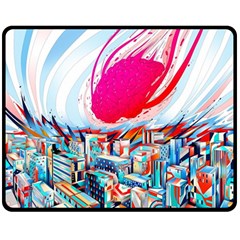 Artistic Psychedelic Art Two Sides Fleece Blanket (medium) by Modalart