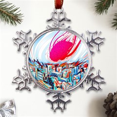 Artistic Psychedelic Art Metal Large Snowflake Ornament by Modalart