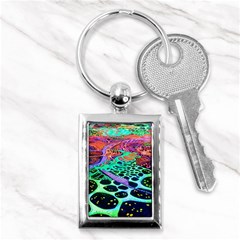 Psychedelic Blacklight Drawing Shapes Art Key Chain (rectangle) by Modalart