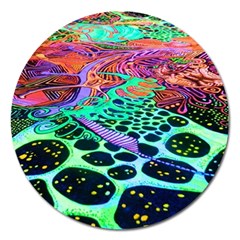 Psychedelic Blacklight Drawing Shapes Art Magnet 5  (round) by Modalart