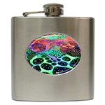 Psychedelic Blacklight Drawing Shapes Art Hip Flask (6 oz) Front