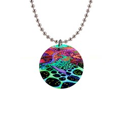 Psychedelic Blacklight Drawing Shapes Art 1  Button Necklace by Modalart