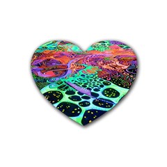 Psychedelic Blacklight Drawing Shapes Art Rubber Coaster (heart) by Modalart