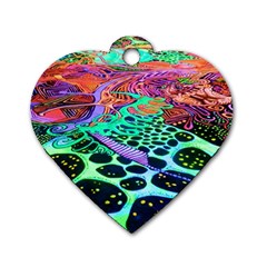 Psychedelic Blacklight Drawing Shapes Art Dog Tag Heart (one Side) by Modalart