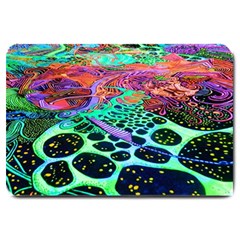 Psychedelic Blacklight Drawing Shapes Art Large Doormat by Modalart