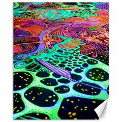 Psychedelic Blacklight Drawing Shapes Art Canvas 11  X 14  by Modalart