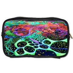 Psychedelic Blacklight Drawing Shapes Art Toiletries Bag (two Sides) by Modalart