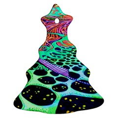 Psychedelic Blacklight Drawing Shapes Art Ornament (christmas Tree)  by Modalart