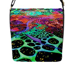 Psychedelic Blacklight Drawing Shapes Art Flap Closure Messenger Bag (l) by Modalart